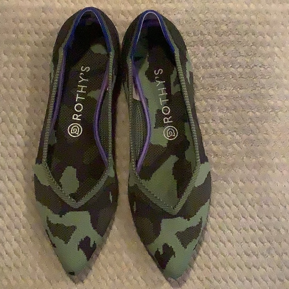 Rothy's Green and Black Camouflage Flats